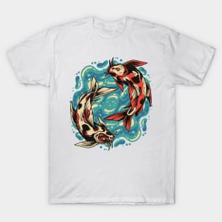 Koi Fish Peace - Vintage Yin and Yang T-Shirt